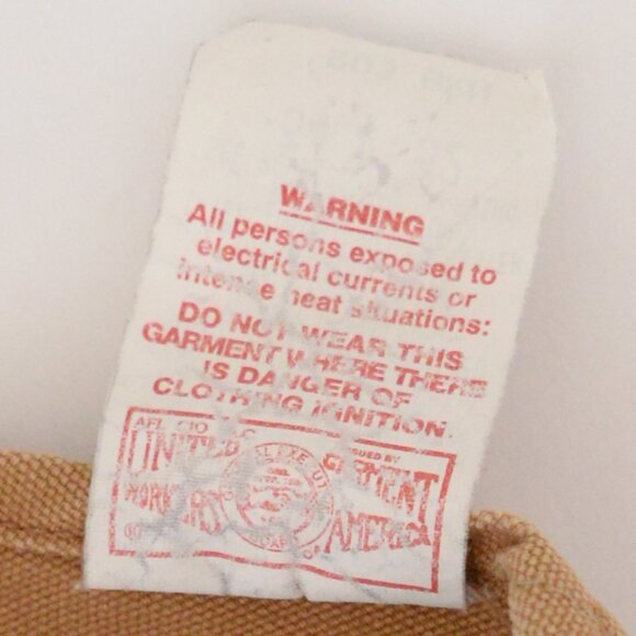 Vintage 80's Carhartt Tan SKU R03 BRN Lined Canvas Dungaree Overalls Size 34x32 - Picture 16 of 16